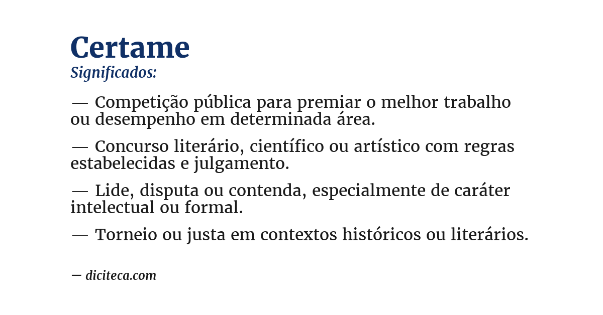 Significado de certame