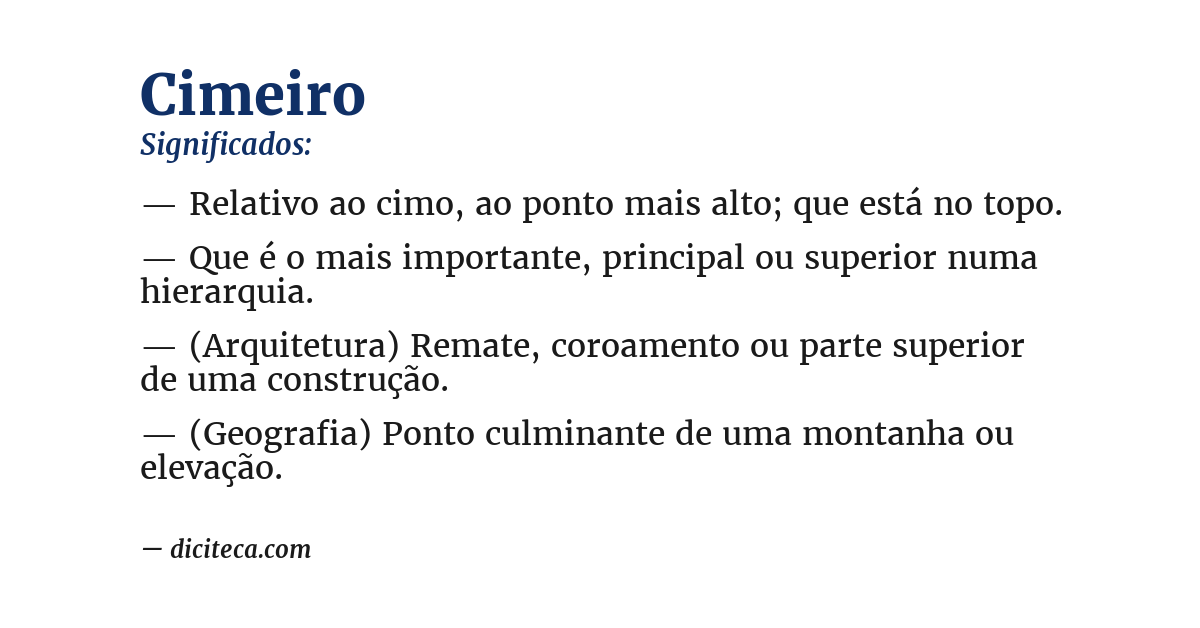 Significado de cimeiro