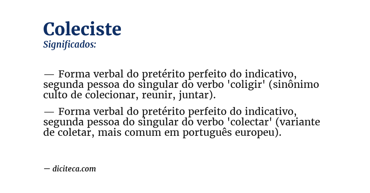 Significado de coleciste