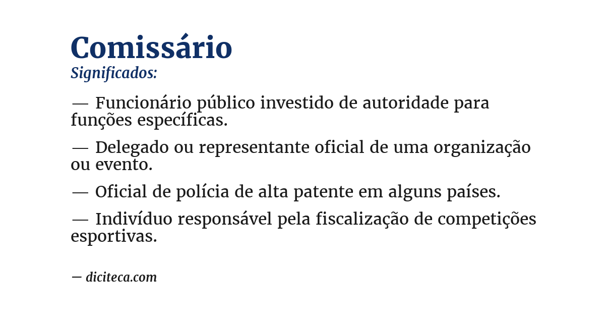 Significado de comissário