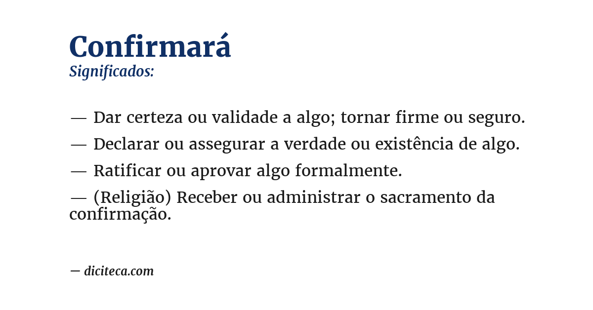 Significado de confirmará