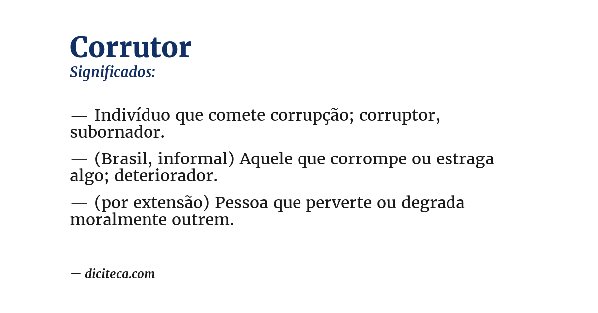 Significado de corrutor