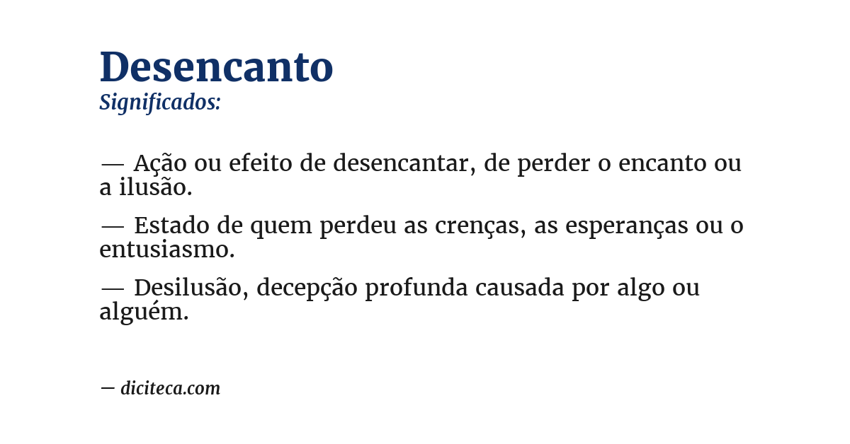 Significado de desencanto