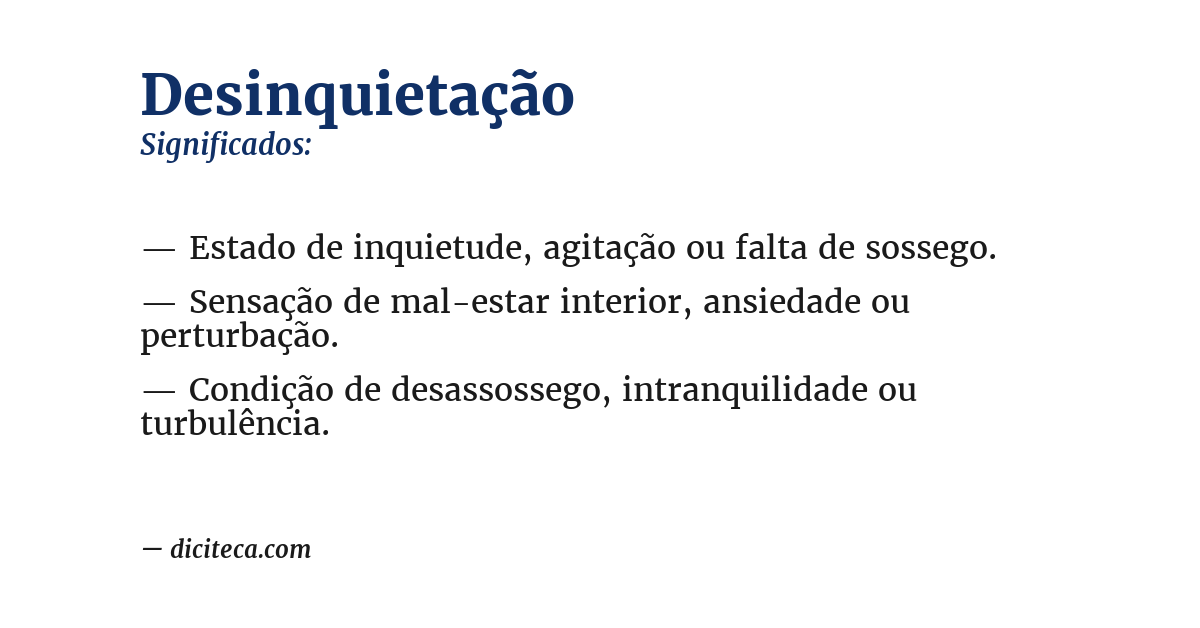 Significado de desinquietação