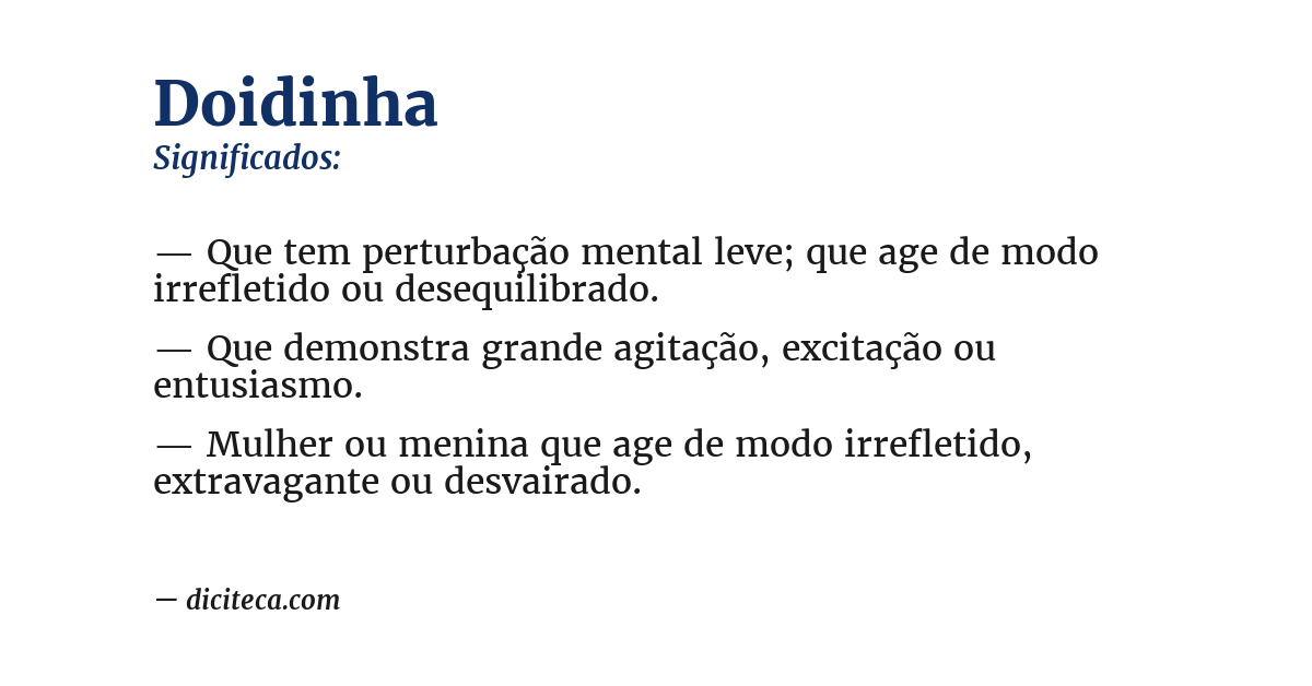 Significado de doidinha