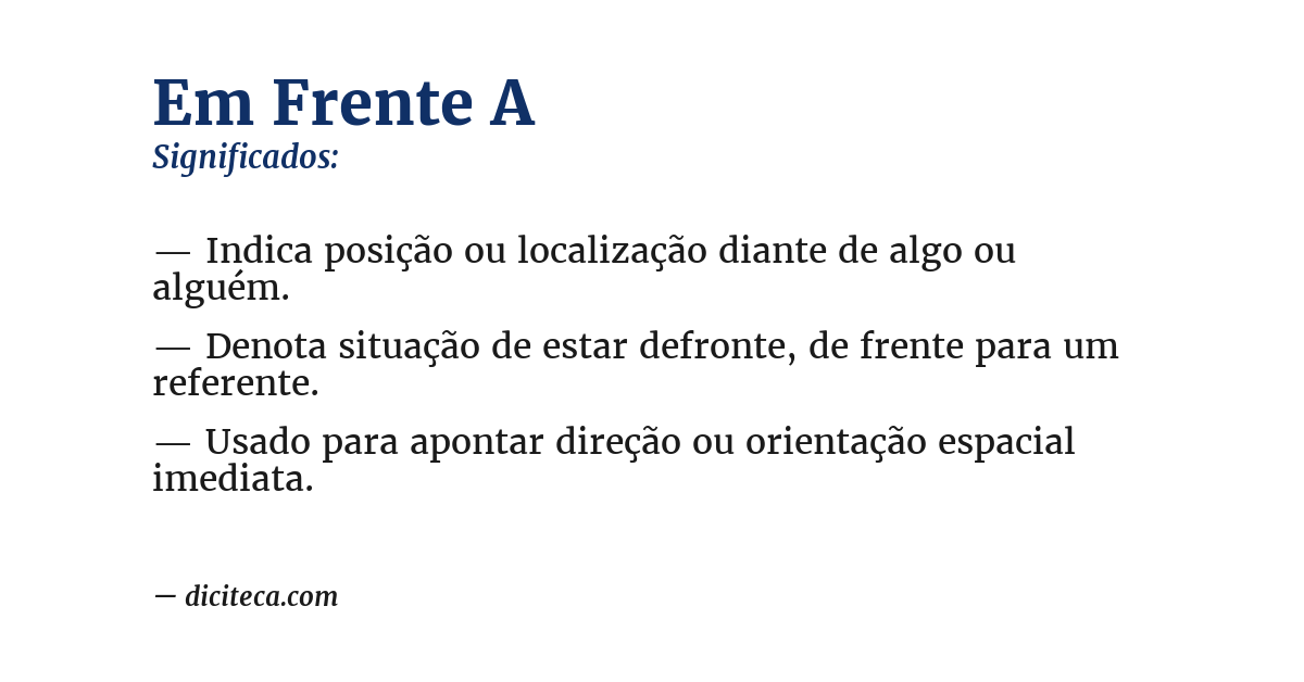 Significado de em frente a
