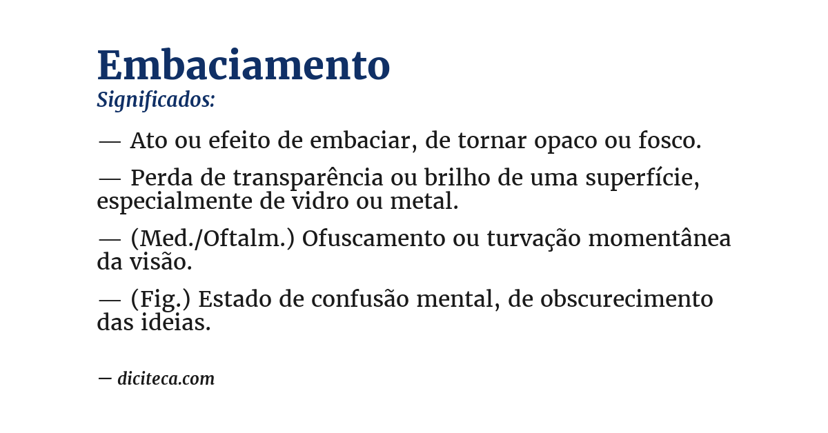 Significado de embaciamento