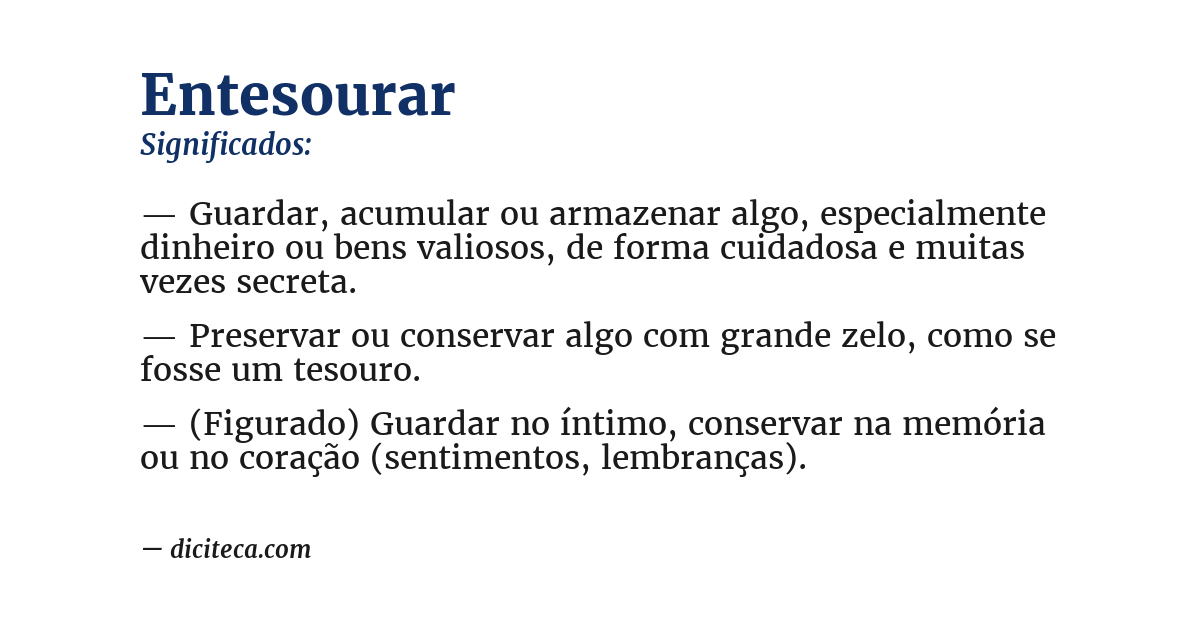 Significado de entesourar