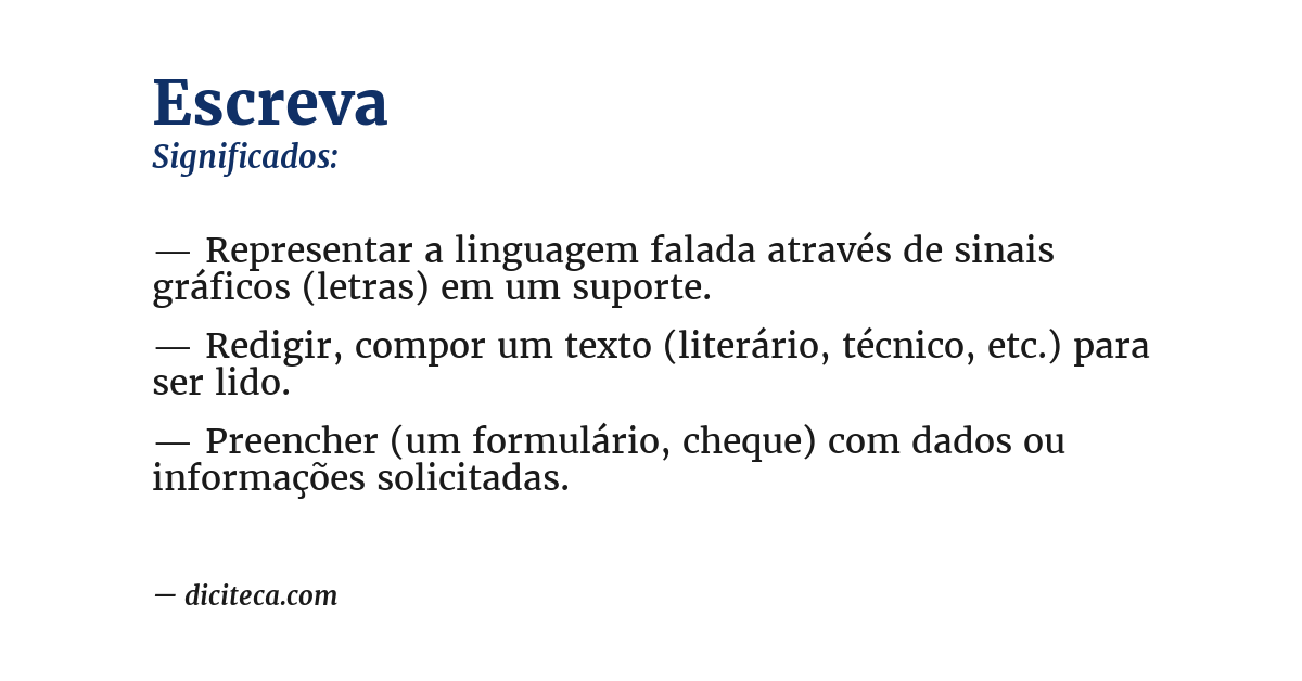 Significado de escreva