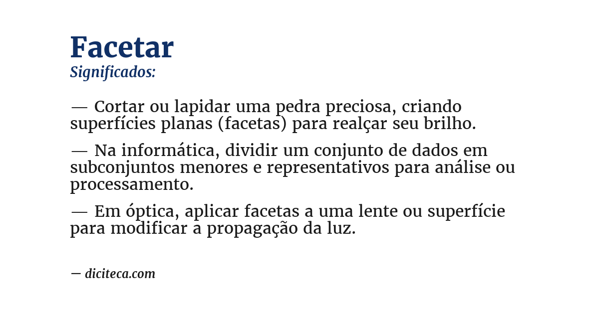 Significado de facetar