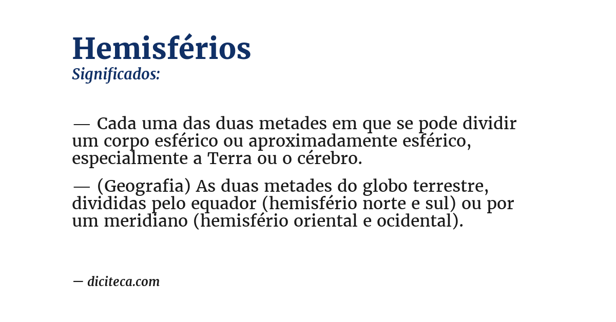 Significado de hemisférios