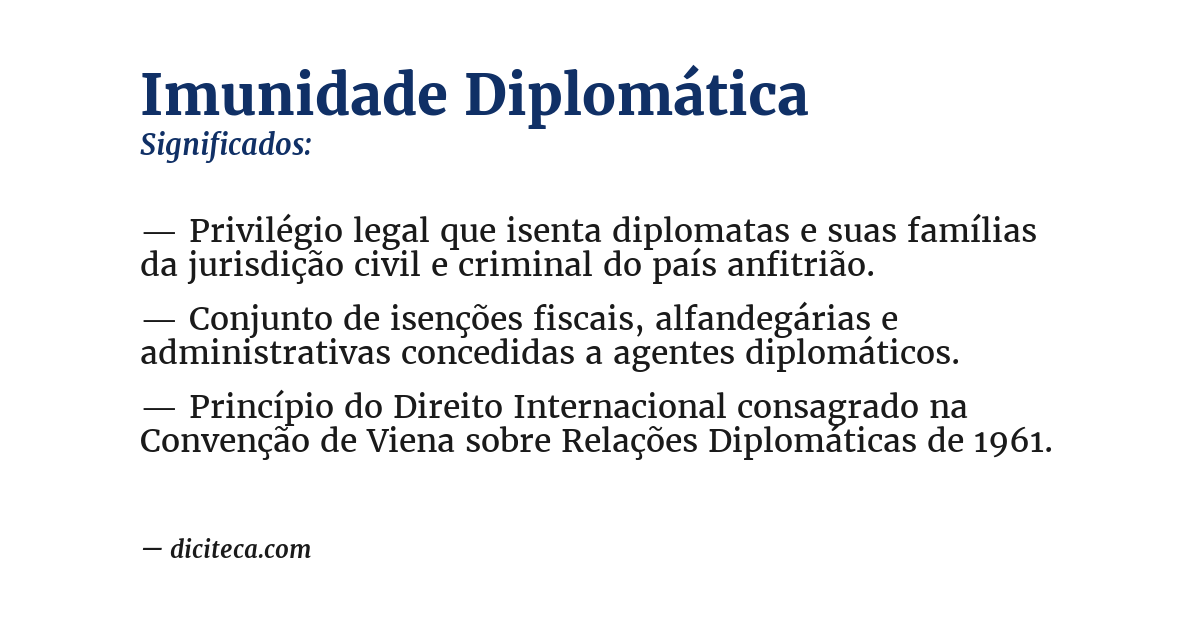 Significado de imunidade diplomática