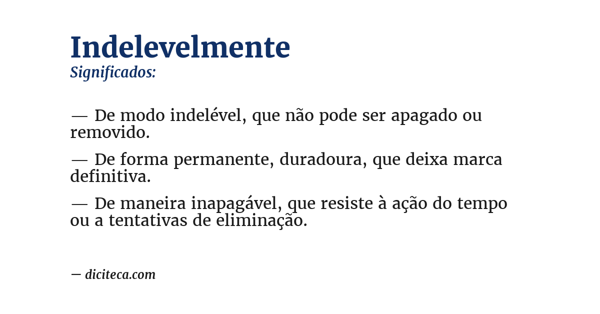 Significado de indelevelmente