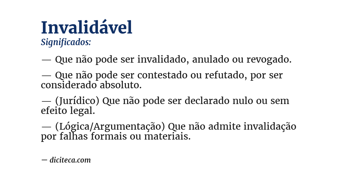 Significado de invalidável