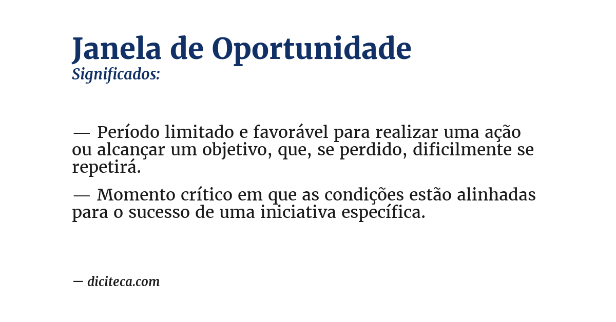 Significado de janela de oportunidade