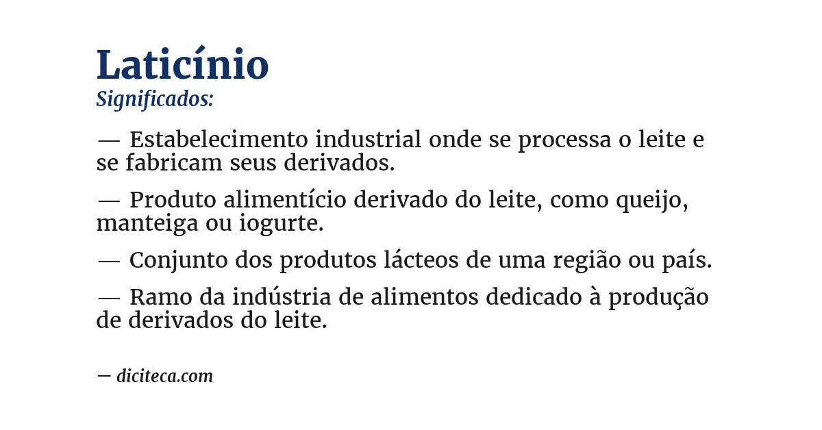 Significado de laticínio