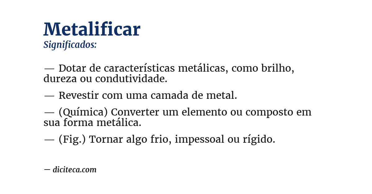 Significado de metalificar