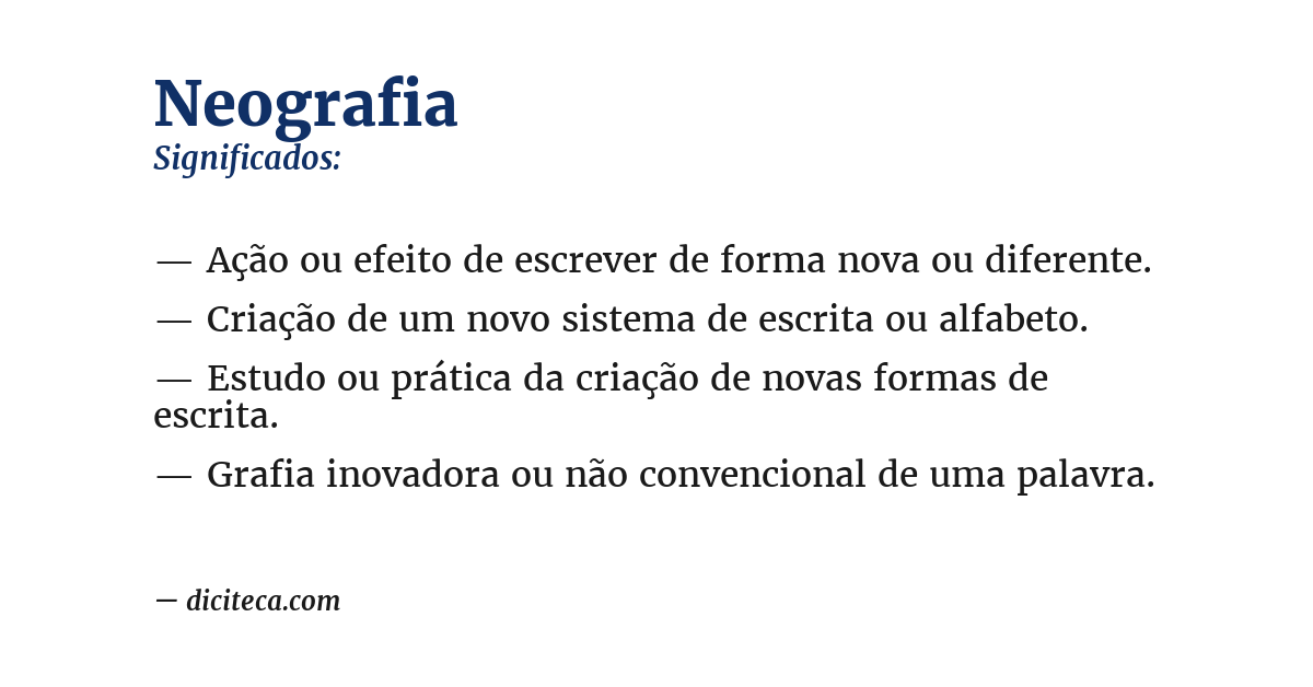 Significado de neografia