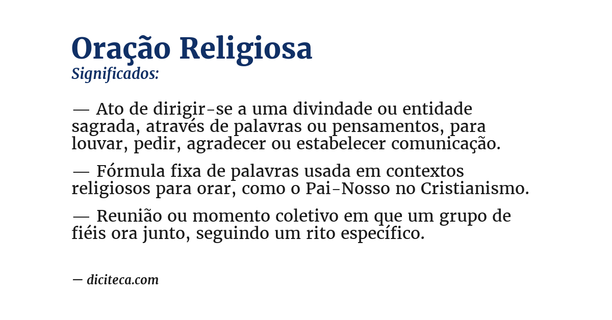 Significado de oração religiosa