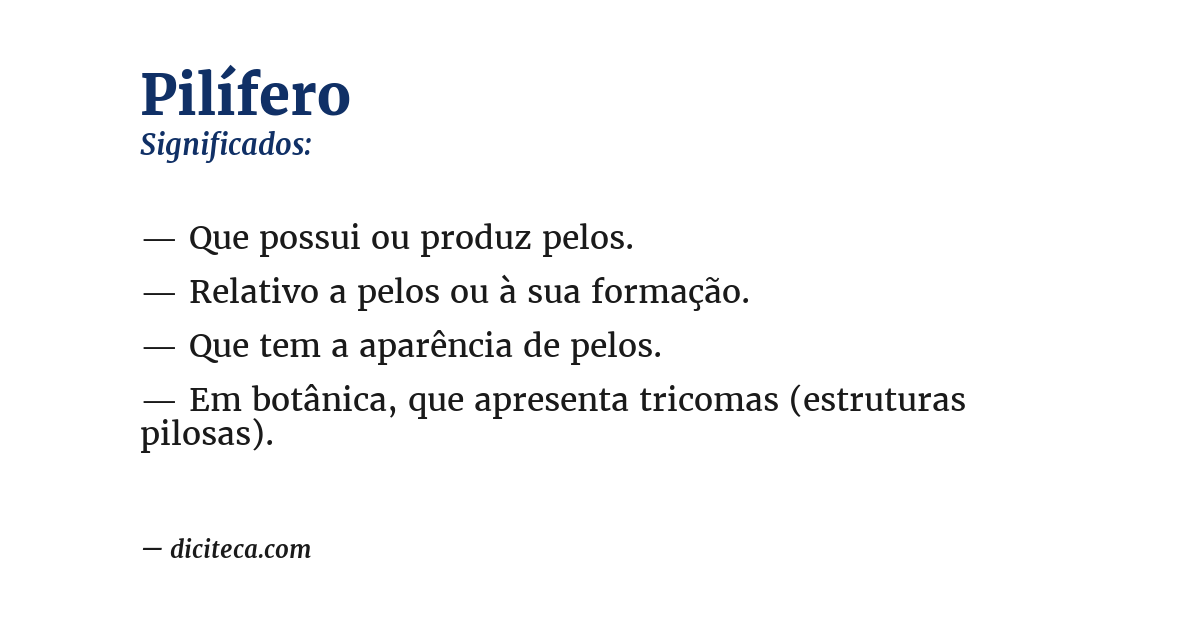 Significado de pilífero
