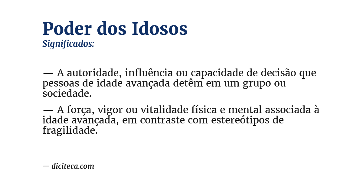 Significado de poder dos idosos