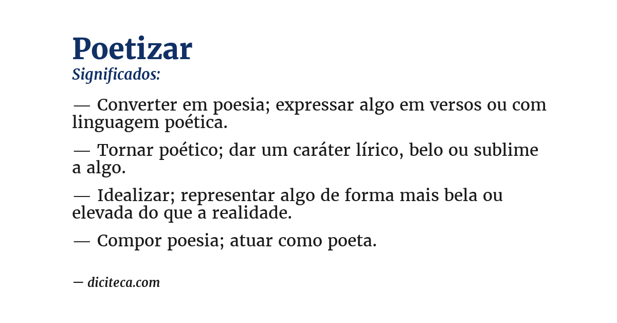 Significado de poetizar