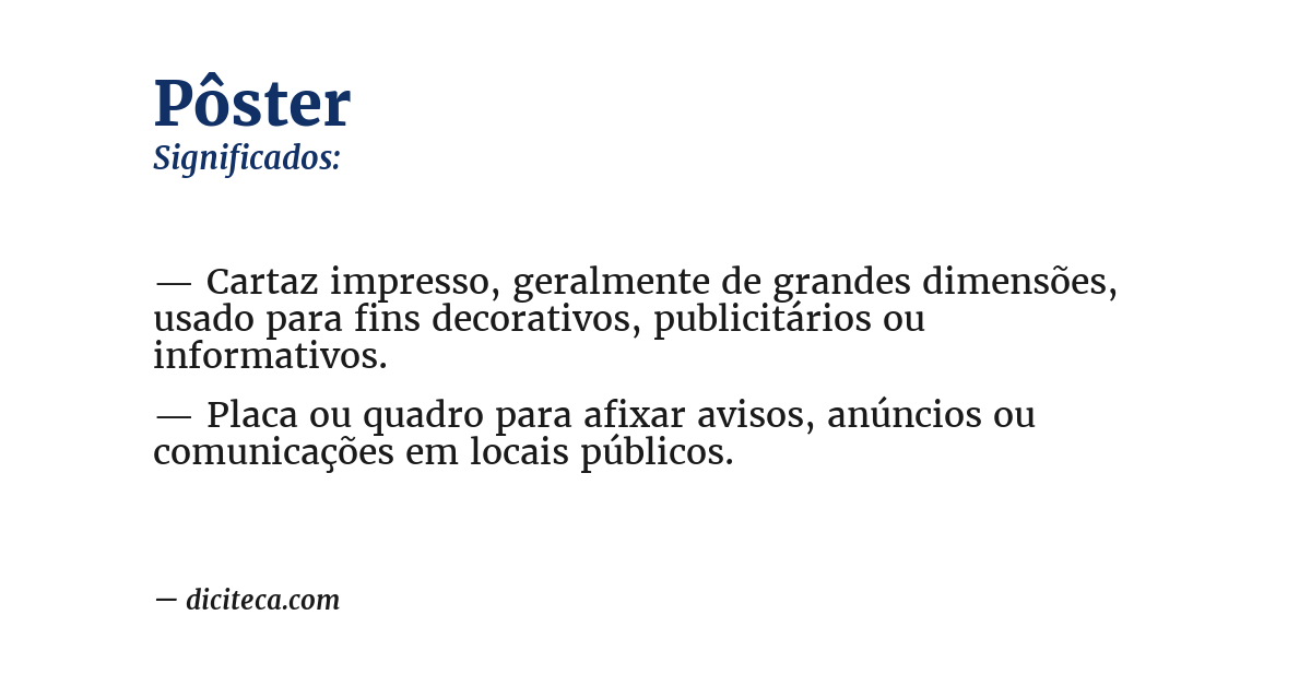 Significado de pôster