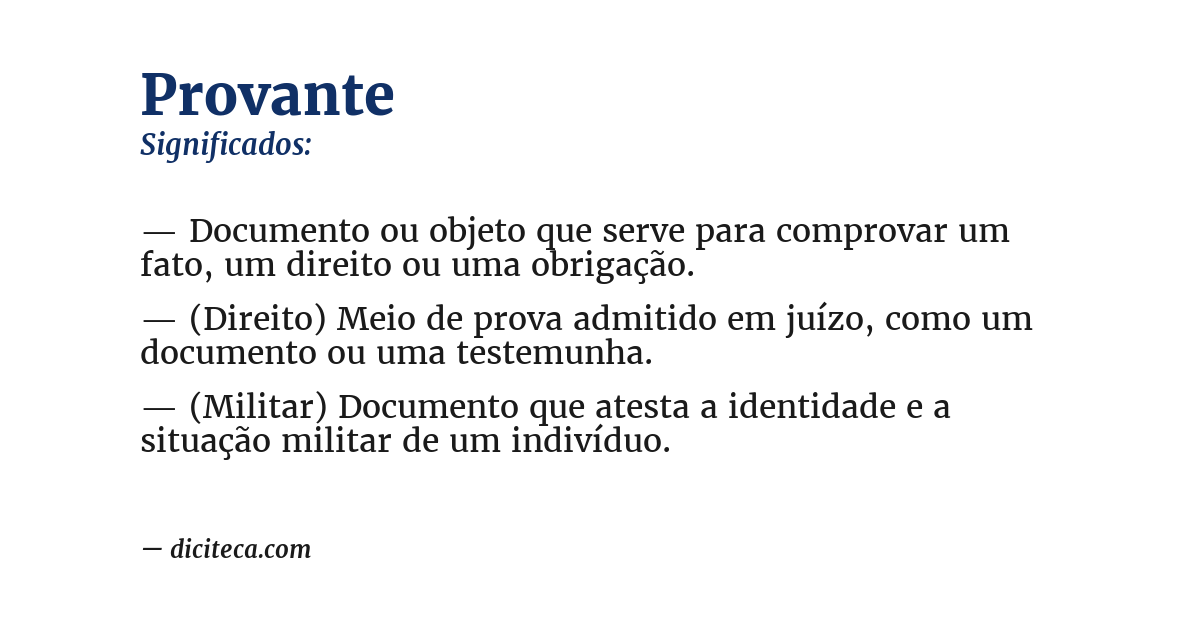 Significado de provante