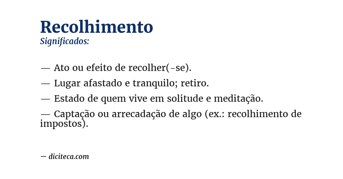 Significado de recolhimento