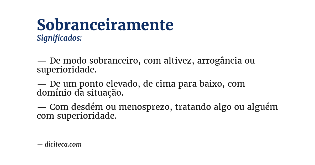 Significado de sobranceiramente