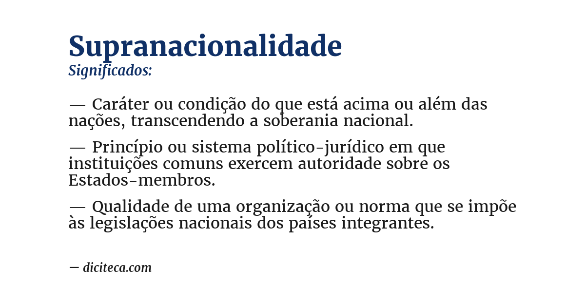 Significado de supranacionalidade