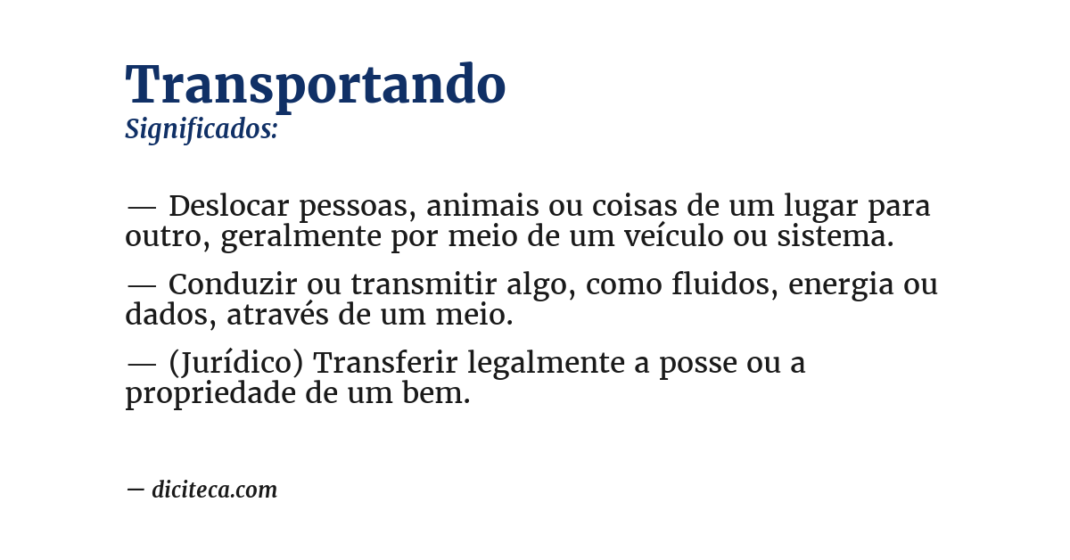 Significado de transportando