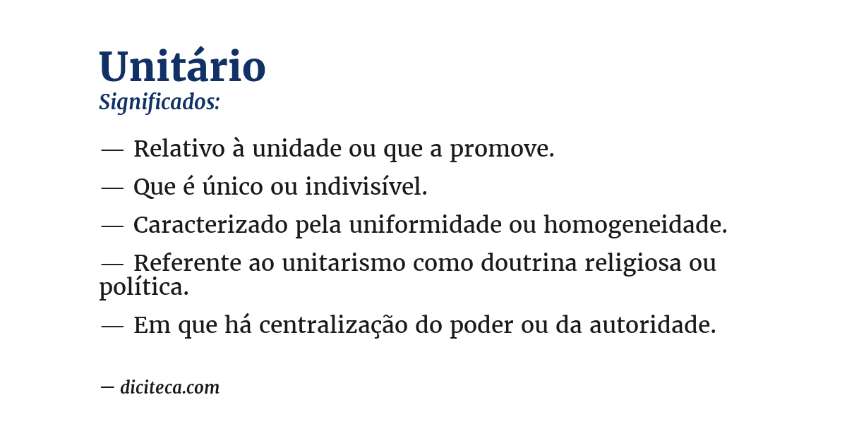 Significado de unitário