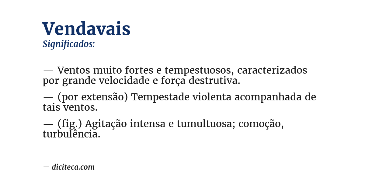 Significado de vendavais