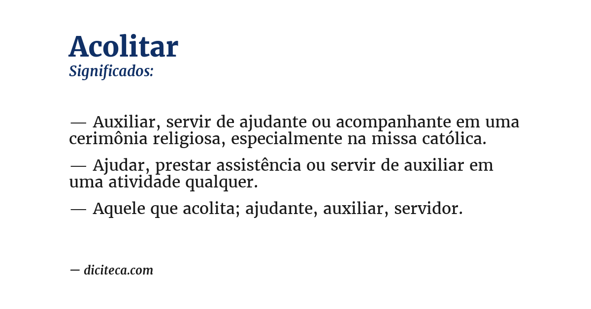 Significado de acolitar