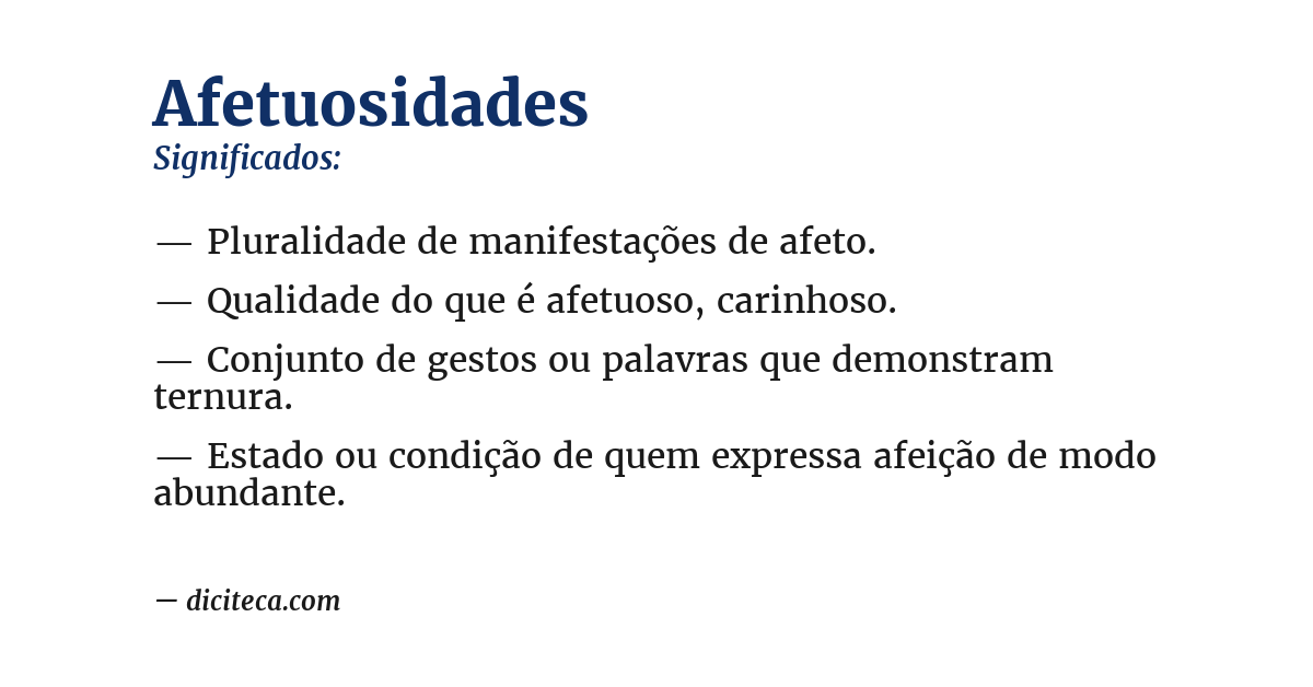 Significado de afetuosidades