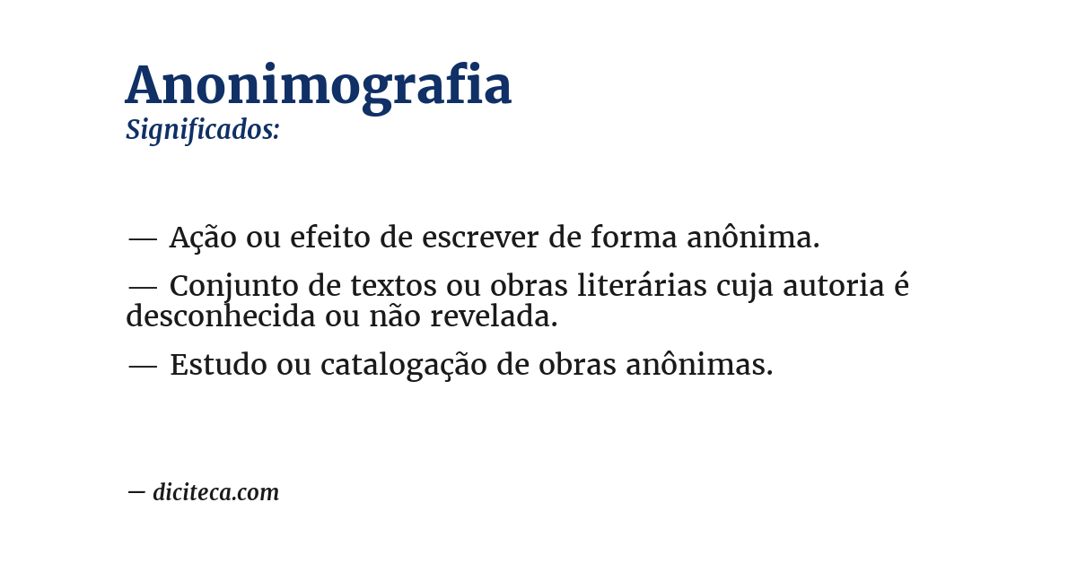 Significado de anonimografia