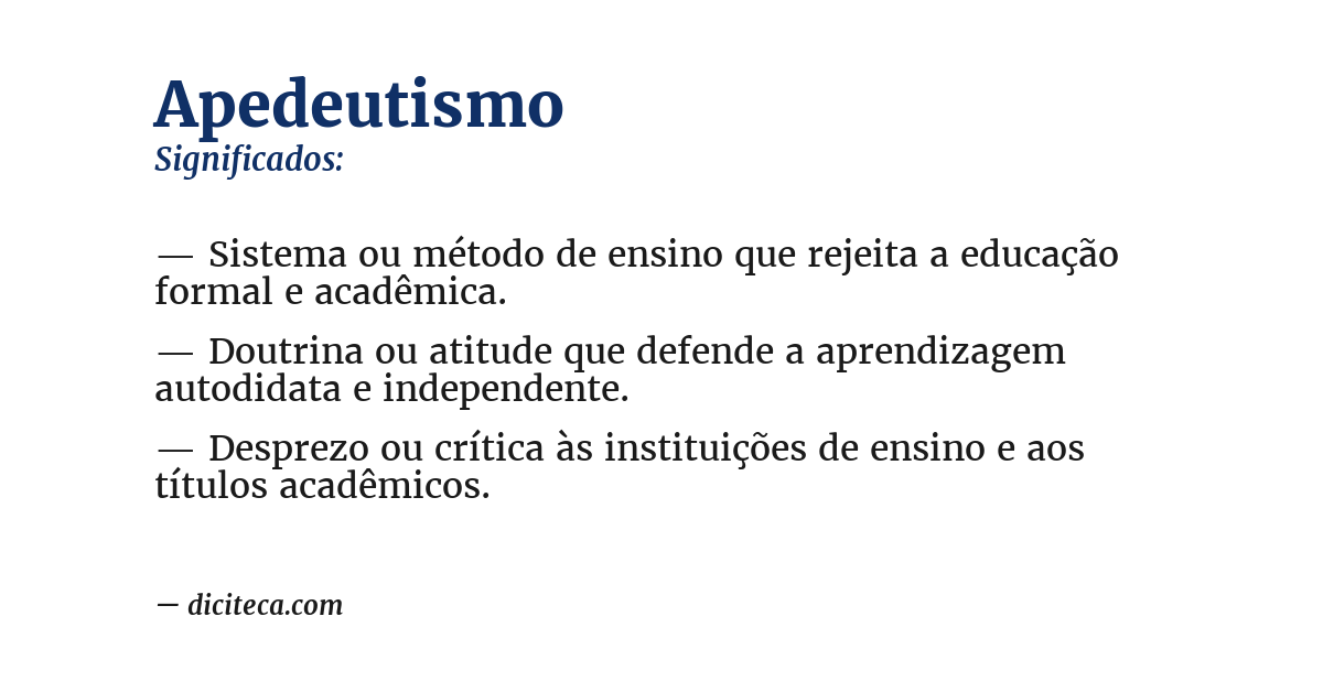Significado de apedeutismo