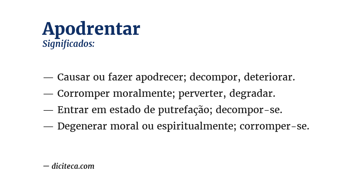 Significado de apodrentar