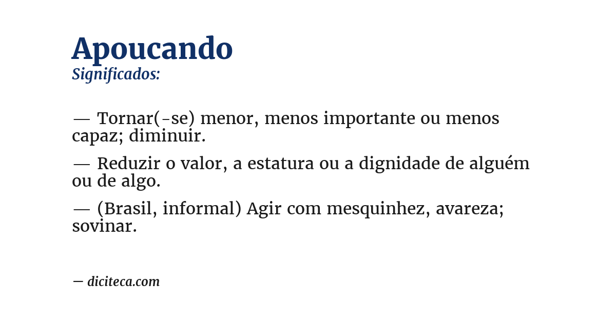 Significado de apoucando