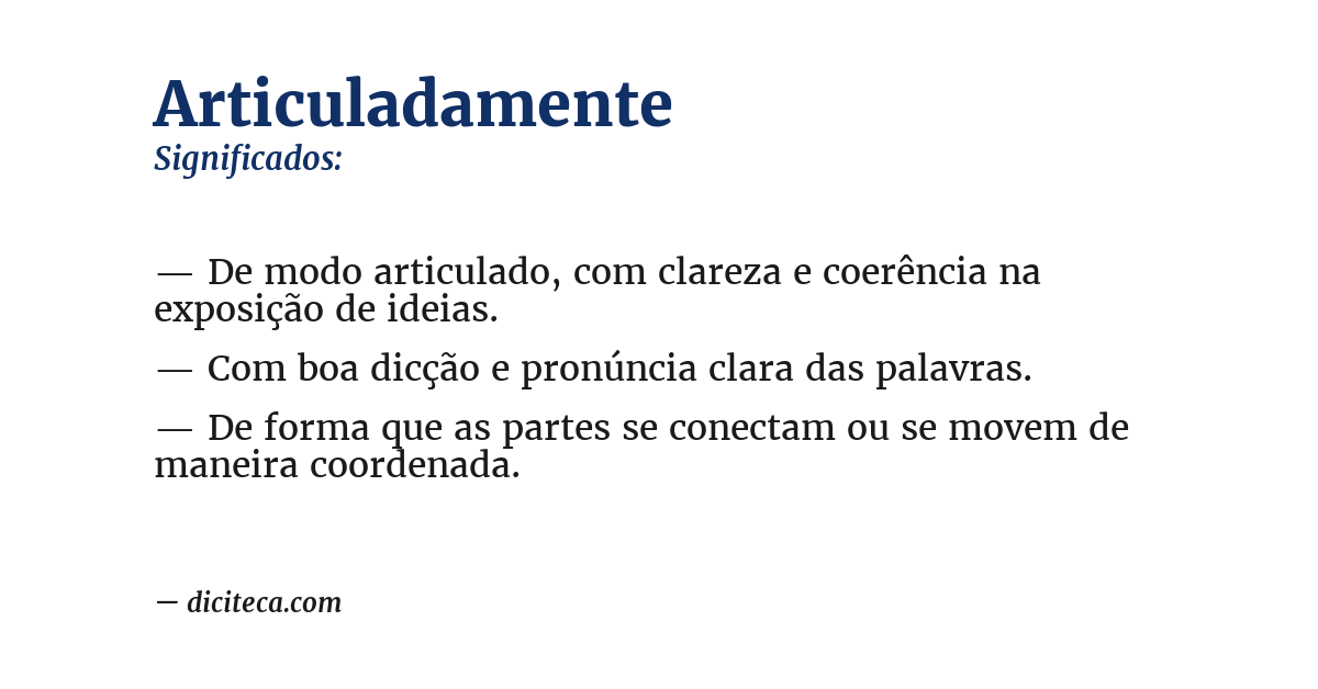 Significado de articuladamente
