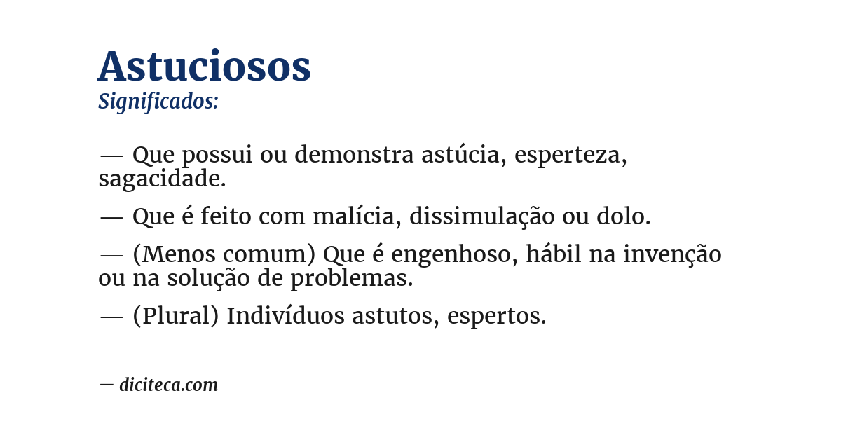 Significado de astuciosos