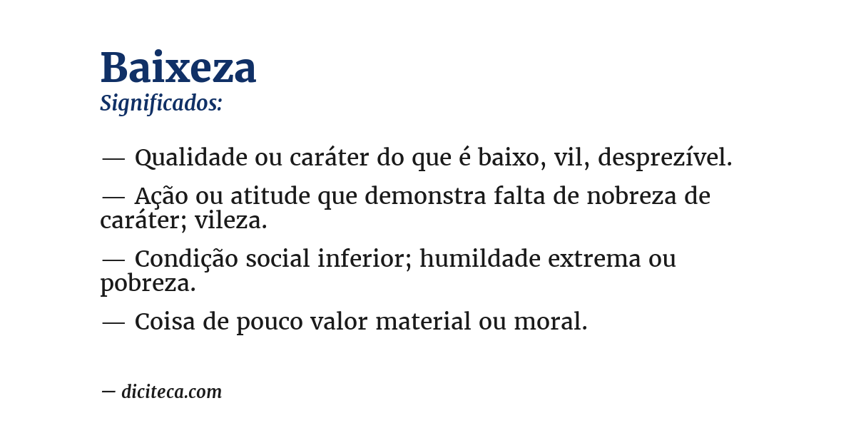 Significado de baixeza