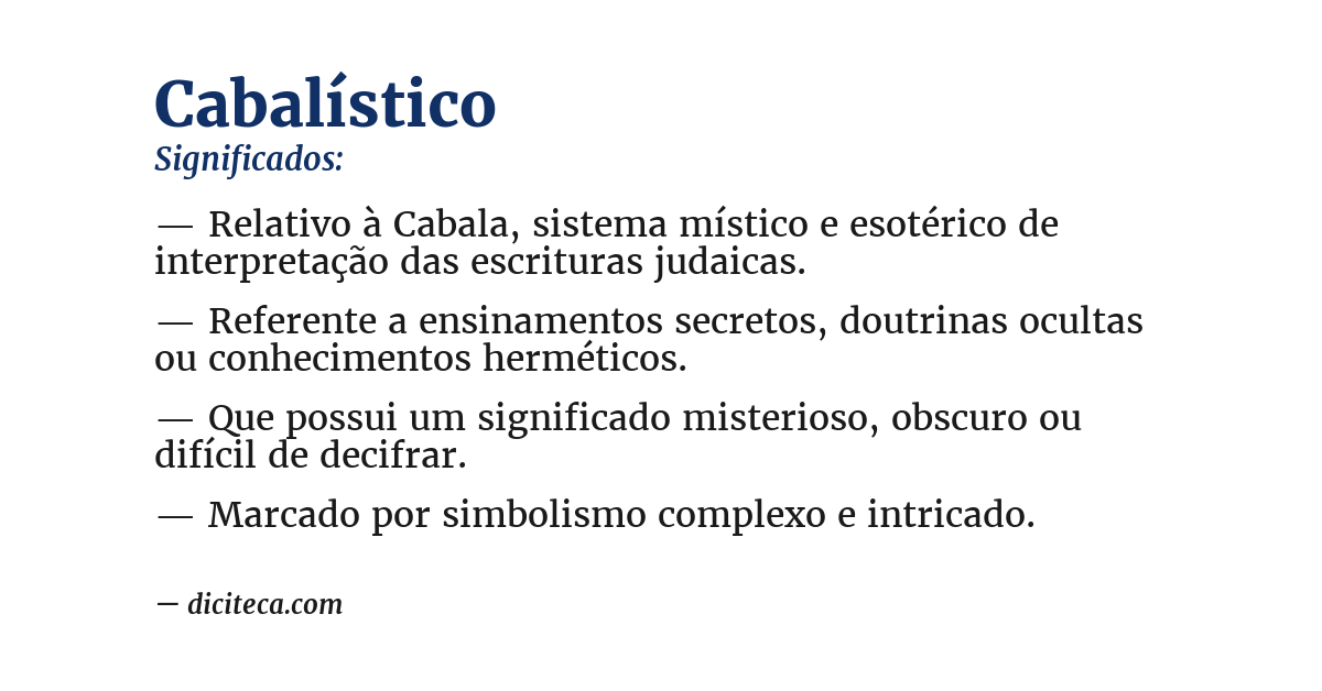 Significado de cabalístico