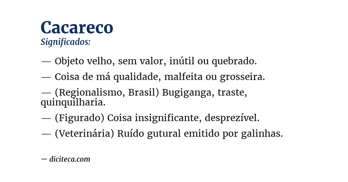 Significado de cacareco