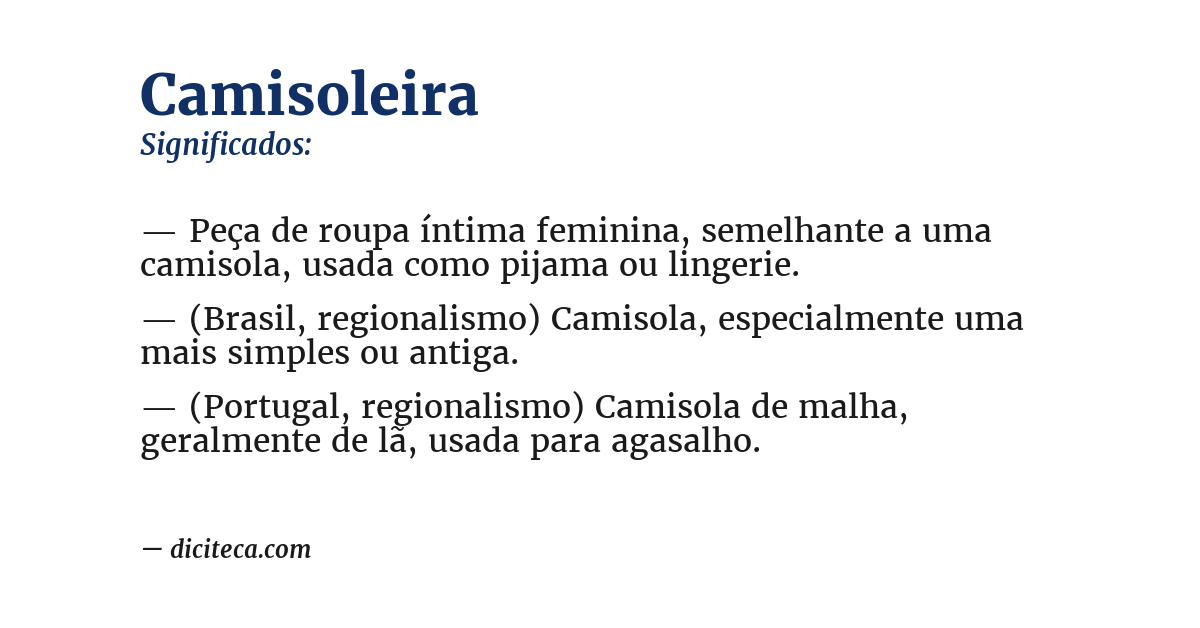 Significado de camisoleira