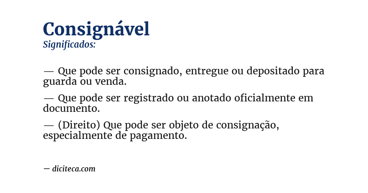 Significado de consignável