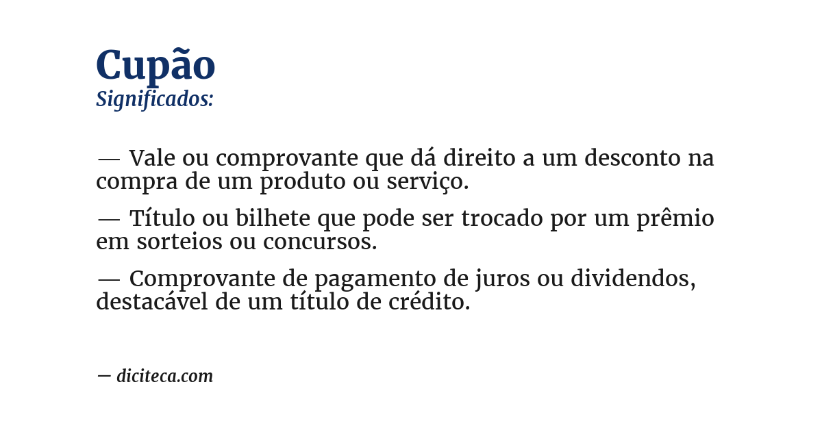 Significado de cupão