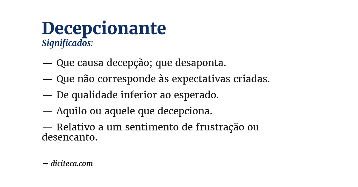 Significado de decepcionante
