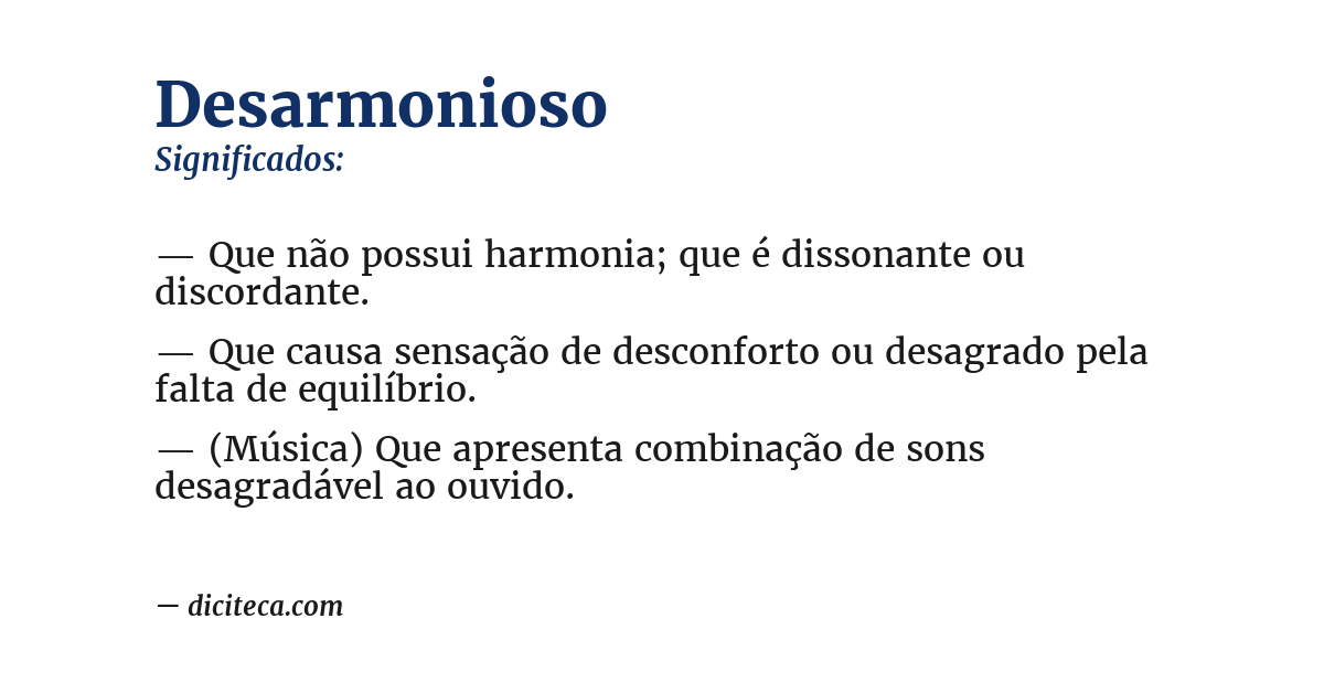 Significado de desarmonioso